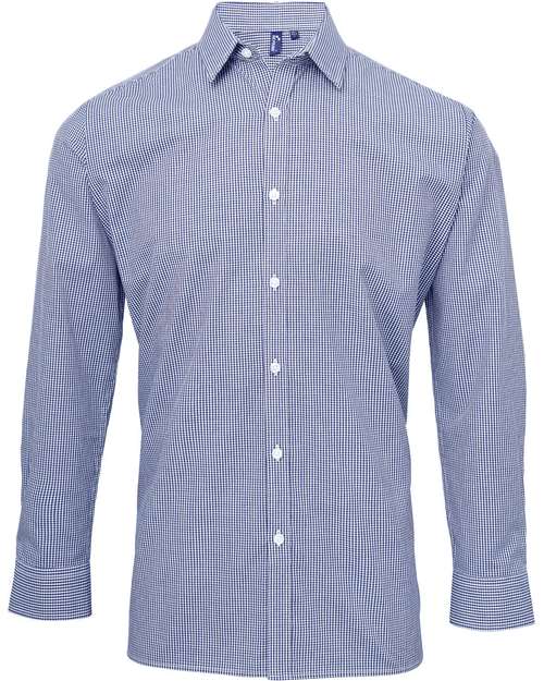 Artisan Collection by Reprime Men's Microcheck Gingham Cotton Shirt - Navy/ White Front