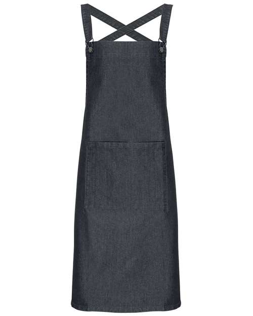 Artisan Collection by Reprime Cross Back Barista Bib Apron - Black Denim Front