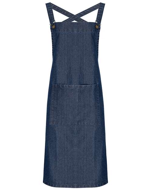 Artisan Collection by Reprime Cross Back Barista Bib Apron - Indigo Denim Front