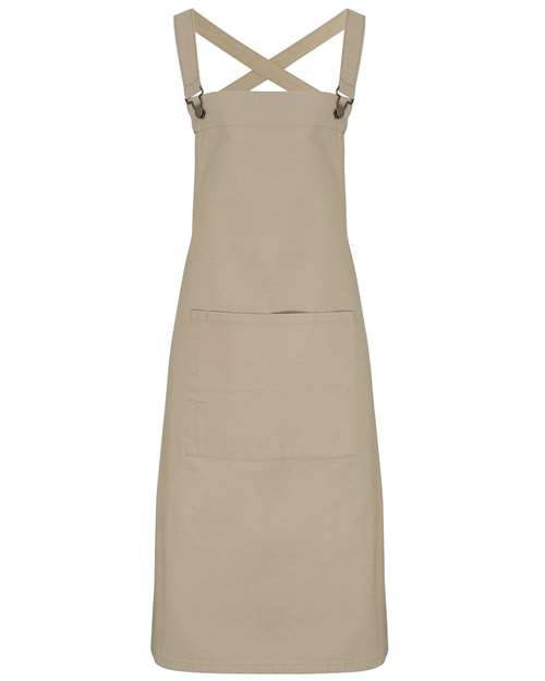 Artisan Collection by Reprime Cross Back Barista Bib Apron - Khaki Front