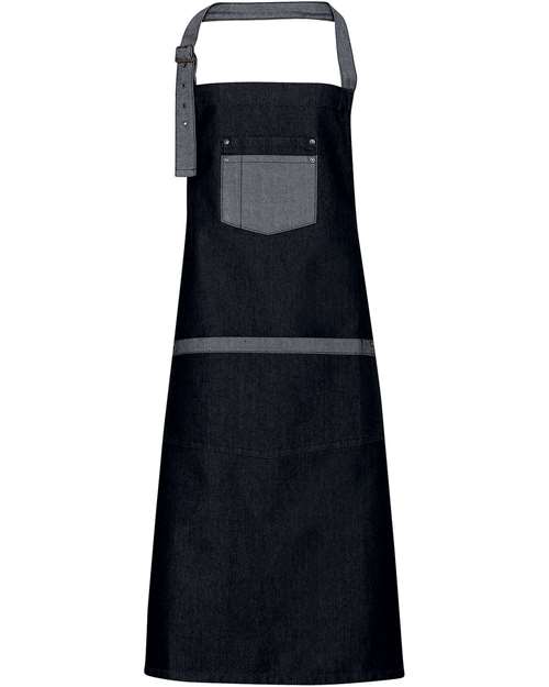 Artisan Collection by Reprime Domain Contrast Denim Bib Apron - Black Denim Front