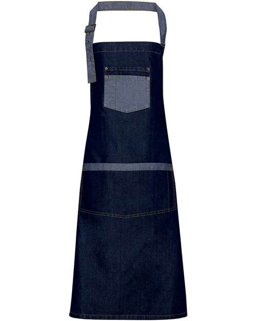 Artisan Collection by Reprime Domain Contrast Denim Bib Apron - Indigo Denim Front