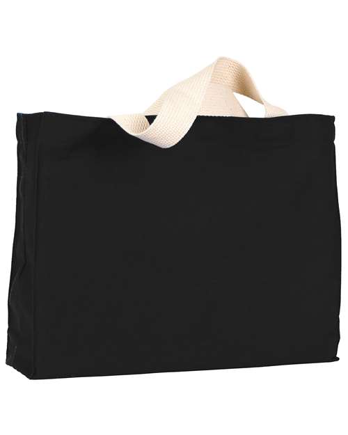 Bayside USA-Made Canvas Medium Gusset Tote Bag - Black Front