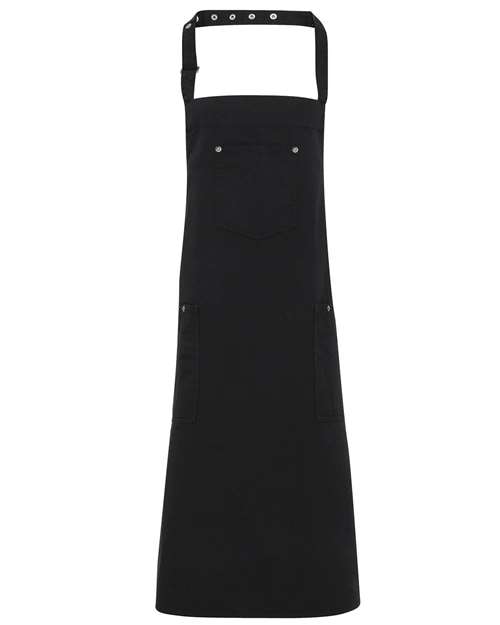 Artisan Collection by Reprime Chino Bib Apron - Black Front