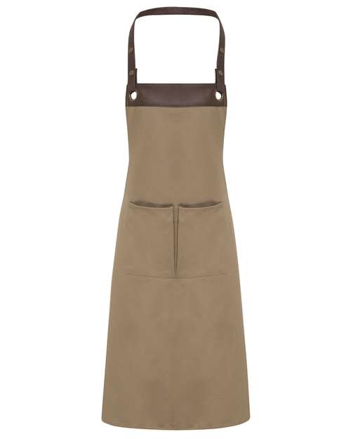 Artisan Collection by Reprime Espresso Bib Apron - Khaki/ Brown Front