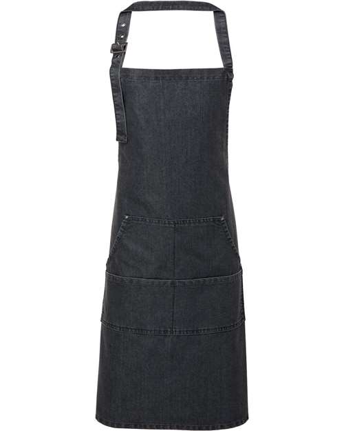 Artisan Collection by Reprime Jeans Stitch Denim Bib Apron - Black Denim Front