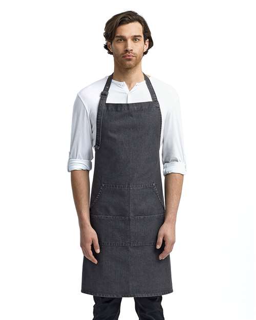 Artisan Collection by Reprime Jeans Stitch Denim Bib Apron - Model Front