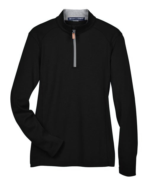 Devon & Jones Women's DRYTEC20™ Performance Quarter-Zip Pullover - Black/ Grey Heather/ Graphite Front
