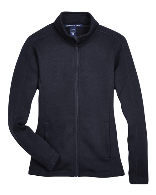 Devon & Jones Women's Bristol Full-Zip Sweater Fleece Jacket - Black Front