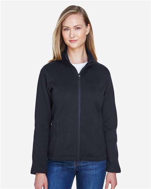 Devon & Jones Women's Bristol Full-Zip Sweater Fleece Jacket - Model Front