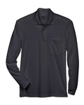 CORE365 Men's Pinnacle Performance Long Sleeve Piqué Polo with Pocket - Black Front