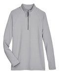 Devon & Jones Women's CrownLux Performance® Clubhouse Micro-Stripe Quarter-Zip Pullover - Black Front