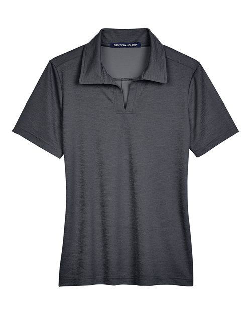 Devon & Jones Women's CrownLux Performance® Address Melange Polo - Black Melange Front