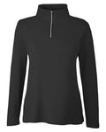 CORE365 Women's Fusion ChromaSoft™ Pique Quarter-Zip Pullover - Black Front