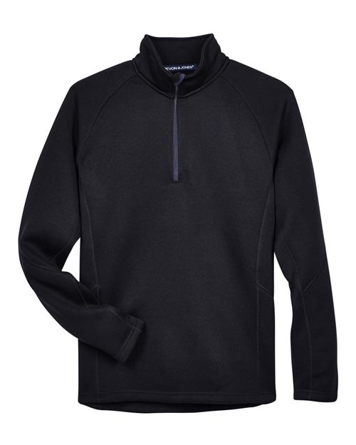 Devon & Jones Unisex Bristol Sweater Fleece Quarter-Zip Pullover - Black Front