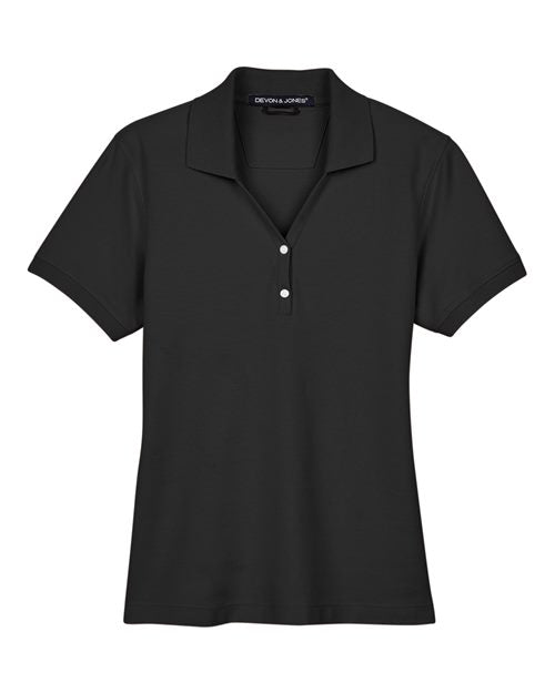 Devon & Jones Women's Pima Piqué Polo - Black Front