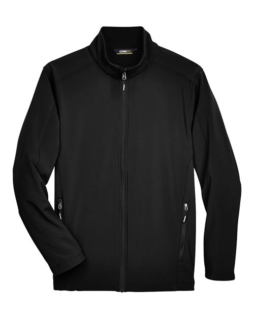 CORE365 Men's Cruise Two-Layer Fleece Bonded Soft Shell Jacket - Black Front