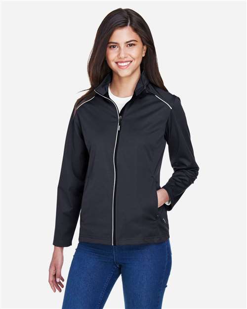 CORE365 Women's Techno Lite Three-Layer Knit Tech-Shell - Model Front