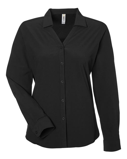CORE365 Women's Ultra UVP® Marina Shirt - Black Front