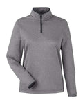 CORE365 Women's Venture Heathered Stripe Quarter-Zip Pullover - Black/ White Front
