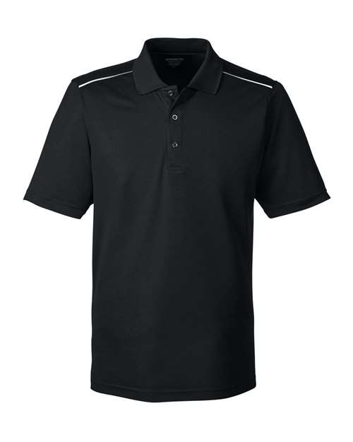 Men's Radiant Performance Piqué Polo with Reflective Piping - Black Front