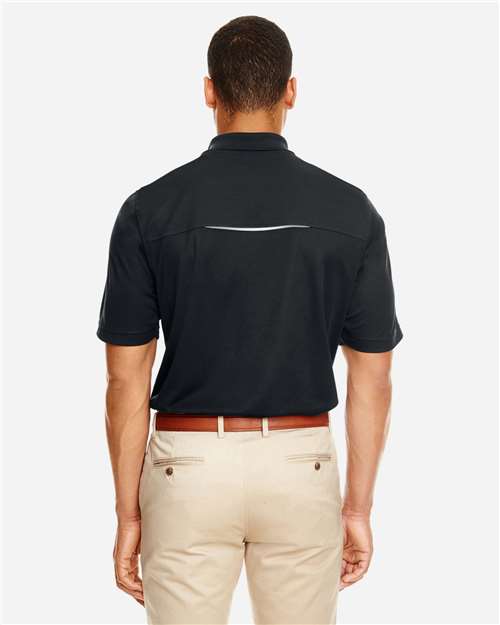 Men's Radiant Performance Piqué Polo with Reflective Piping - Black Back