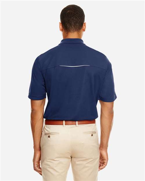 Men's Radiant Performance Piqué Polo with Reflective Piping - Classic Navy Back