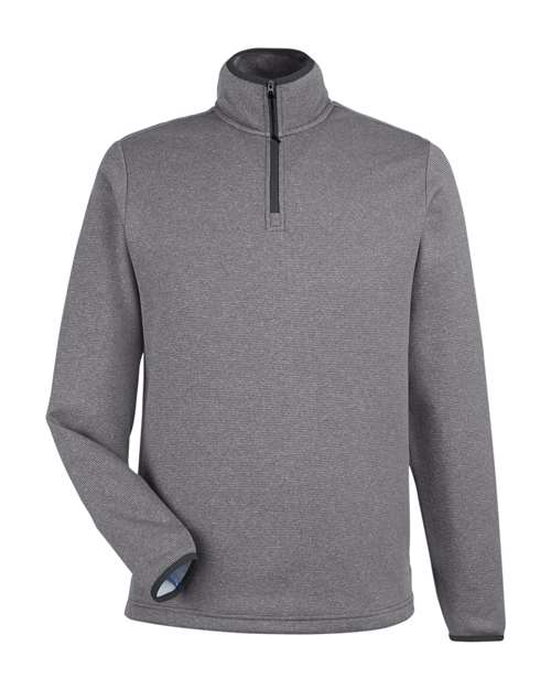 CORE365 Men's Venture Heathered Stripe Quarter-Zip Pullover - Black/ White Front