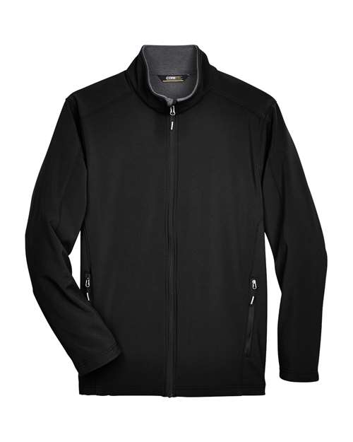 CORE365 Men's Tall Cruise Two-Layer Fleece Bonded Soft Shell Jacket - Black Front