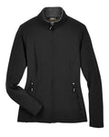 CORE365 Women's Cruise Two-Layer Fleece Bonded Soft Shell Jacket - Black Front