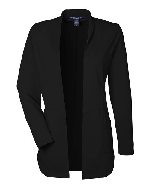 Devon & Jones Women's Raleigh Stretch Cardigan - Black Front