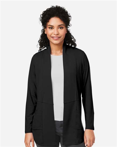 Devon & Jones Women's Raleigh Stretch Cardigan - Model Front