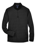 Devon & Jones Men's Newbury Mélange Fleece Quarter-Zip Pullover - Black Heather Front