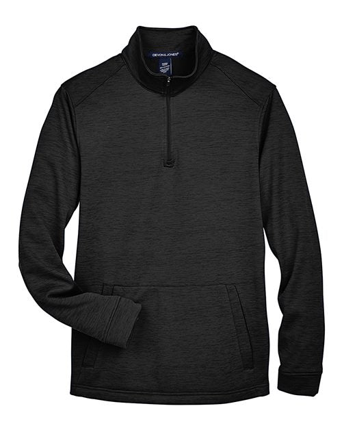 Devon & Jones Men's Newbury Mélange Fleece Quarter-Zip Pullover - Black Heather Front