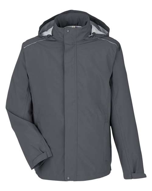 CORE365 Men's Barrier Packable Rain Jacket - Carbon Front
