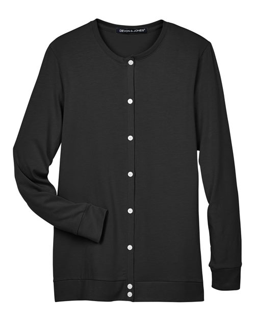 Devon & Jones Women's Perfect Fit™ Ribbon Cardigan - Black Front