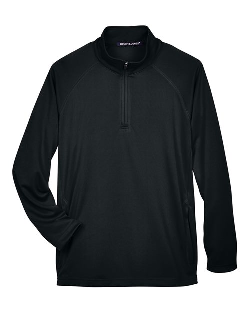 Devon & Jones Men's Stretch Tech-Shell® Compass Quarter-Zip Pullover - Black Front