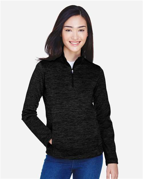 Devon & Jones Women's Newbury Mélange Fleece Quarter-Zip Pullover - Model Front