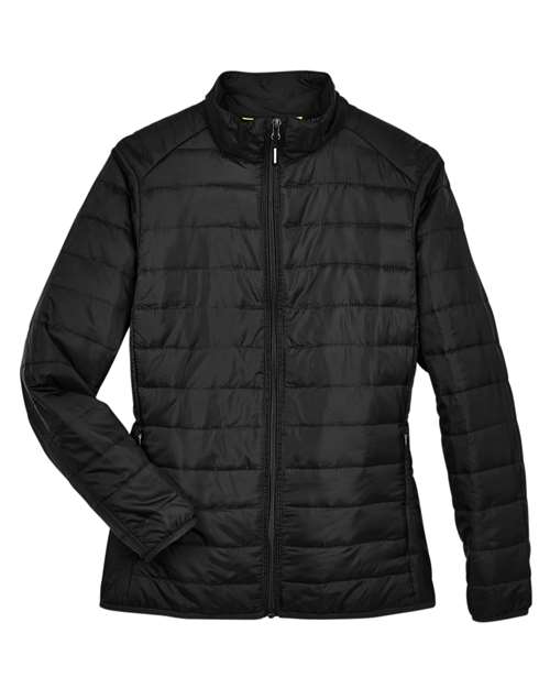 CORE365 Women's Prevail Packable Puffer Jacket - Black Front