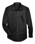 Devon & Jones Men's Tall Crown Collection® Solid Stretch Twill Woven Dress Shirt - Black Front