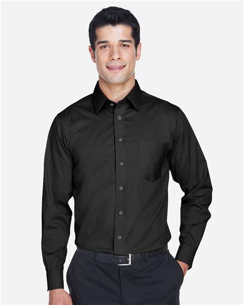Devon & Jones Men's Tall Crown Collection® Solid Stretch Twill Woven Dress Shirt - Model Front