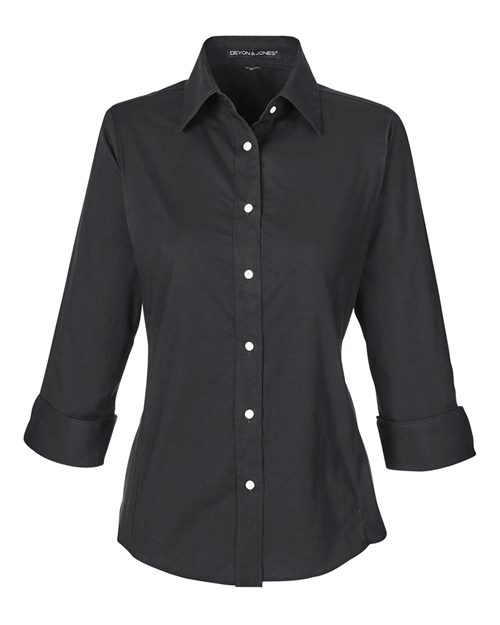 Devon & Jones Women's Perfect Fit™ Three-Quarter Sleeve Stretch Poplin Dress Shirt - Black Front