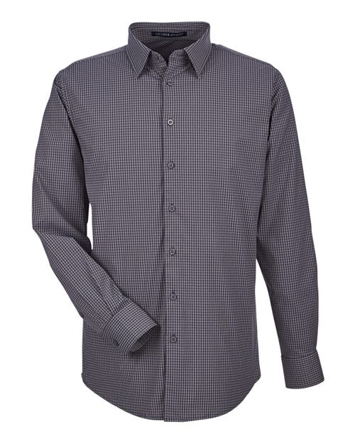 Devon & Jones Men's CrownLux Performance® Tonal Mini Check Woven Dress Shirt - Carbon Front