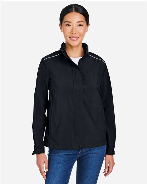 CORE365 Women's Barrier Packable Waterproof Rain Jacket - Model Front
