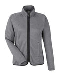 CORE365 Women's Venture Heathered Stripe Full-Zip Jacket - Black/ White Front