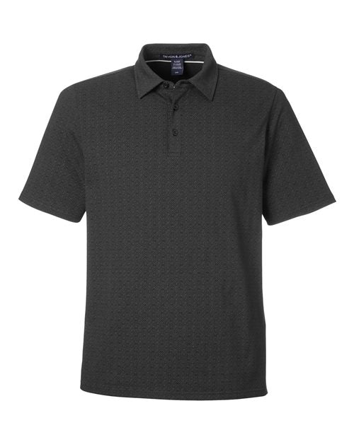 Devon & Jones Men's Crownlux Performance® Geo Polo - Black/ Graphite Front