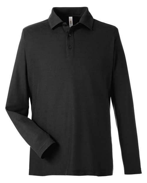 CORE365 Men's Fusion ChromaSoft™ Long Sleeve Pique Polo - Black Front