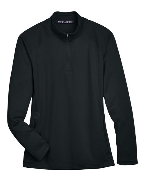 Devon & Jones Women's Stretch Tech-Shell® Compass Quarter-Zip Pullover - Black Front