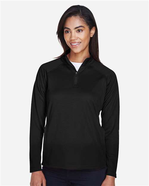 Devon & Jones Women's Stretch Tech-Shell® Compass Quarter-Zip Pullover - Model Front