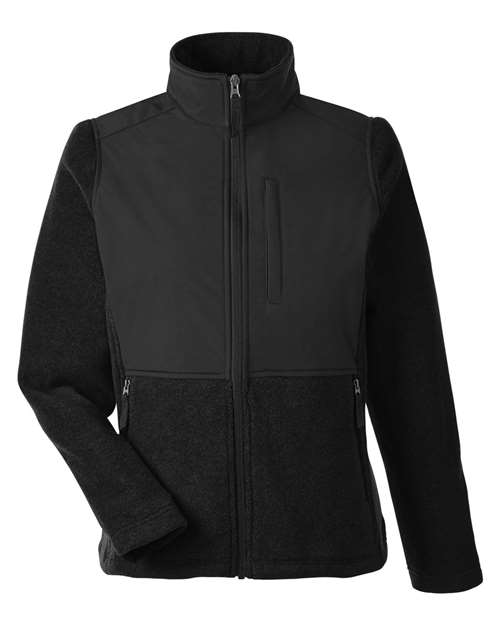 CORE365 Women's Journey Summit Hybrid Full-Zip - Black/ Black Front